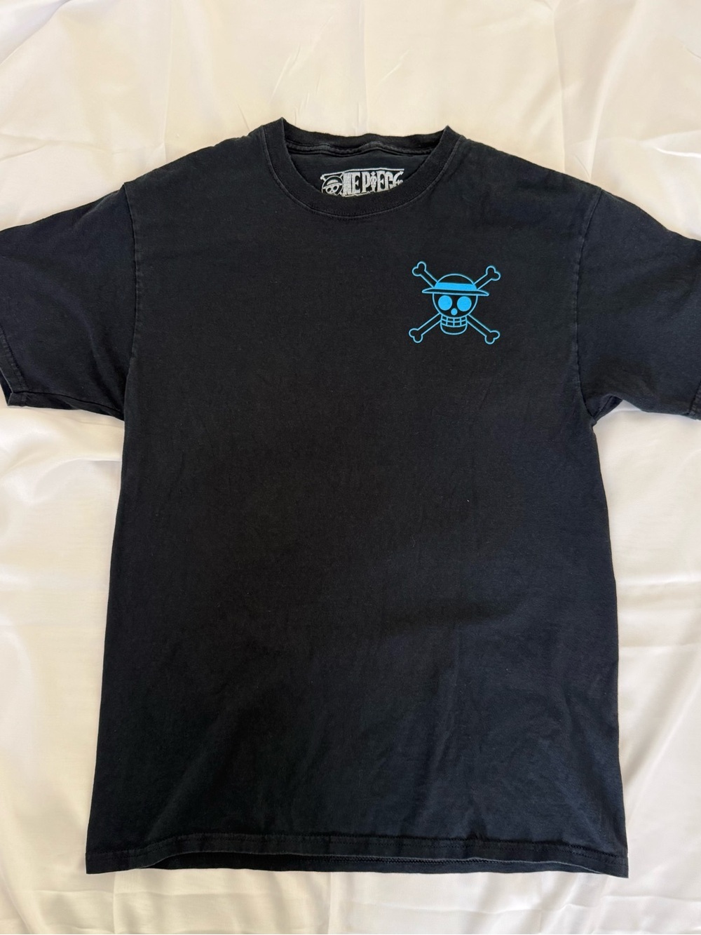 Onepiece Black Tee with Blue Skull Logo